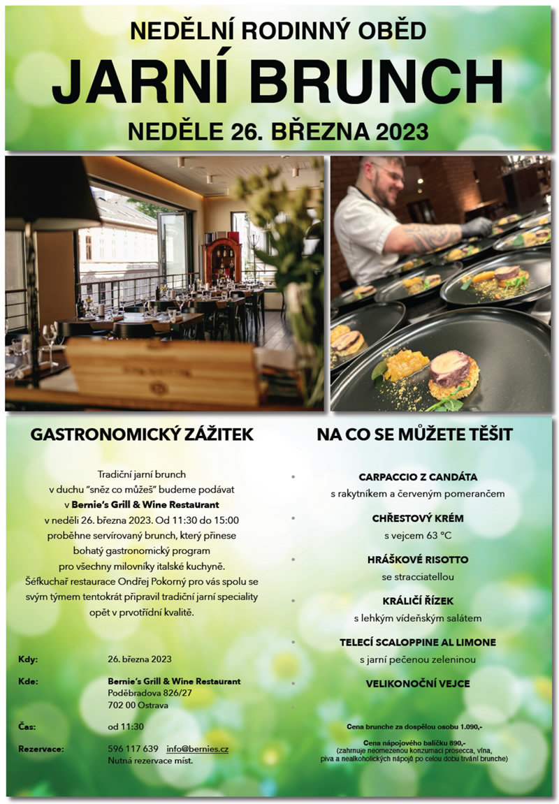 JARNÍ BRUNCH - NEDĚLNÍ RODINNÝ OBĚD